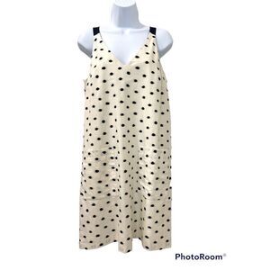 Loft cream and navy polka dot cotton sleeveless dress. Size 8